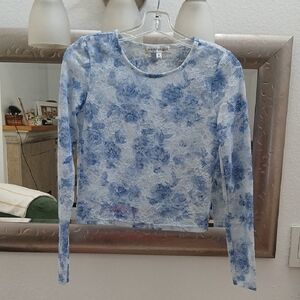 Madden Girl Light Blue Lace Floral Top